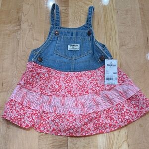Girls toddlers OshKosh Denim & Coral Tiered Dress